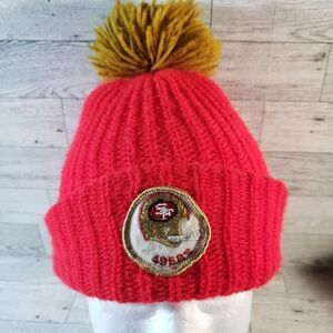 Vintage NFL Knit Winter Pom Beanie Hat Cap, San Francisco 49ers Gold Pom
